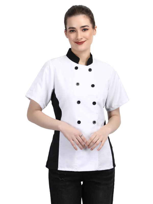 Short Sleeves side Mesh Vented Chef Coat Jacket Uniform for Women Food Service, Caterers, Bakers and Culinary Professional